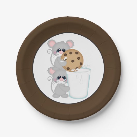 紙皿がクッキーによっておよびミルクのネズミはパーティを楽しみます ペーパープレート (正面)