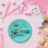 紙皿のレトロの女の子の夜 ペーパープレート (パーティー)