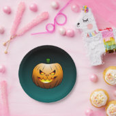 紙皿の上のハロウィンのカボチャ ペーパープレート (パーティー)