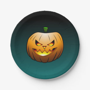 紙皿の上のハロウィンのカボチャ ペーパープレート