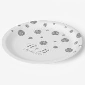 紙皿を結婚する銀製のグリッターの紙吹雪 ペーパープレート (アングル)