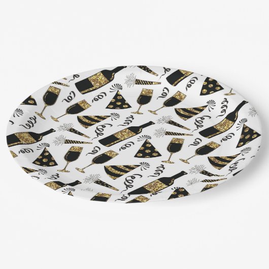 紙皿大晦日のパーティーの飲み物パターン ペーパープレート (アングル)