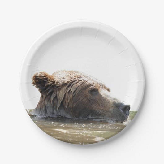 紙皿灰色グマとの7" ペーパープレート (正面)