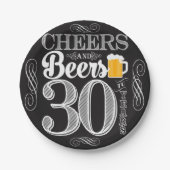 紙皿30年のへの応援そしてビール7つ ペーパープレート (正面)