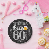 紙皿60年のへの応援そしてビール7つ ペーパープレート (パーティー)