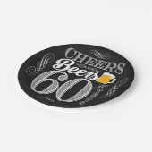 紙皿60年のへの応援そしてビール7つ ペーパープレート (アングル)