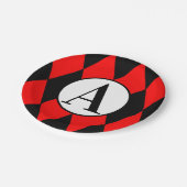 紙皿7"赤く及び黒い道化師及びモノグラム ペーパープレート (アングル)