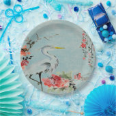 紙皿 アジアクレーン花の水 (パーティー)