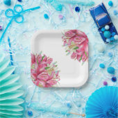 紙皿-ピンクのユリ ペーパープレート (パーティー)