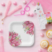 紙皿-ピンクのユリ ペーパープレート (パーティー)