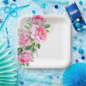 紙皿-ピンクの芍薬の紙皿 ペーパープレート (パーティー)