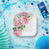 紙皿-ピンクの芍薬の紙皿 ペーパープレート (パーティー)