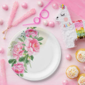 紙皿-ピンクの芍薬 ペーパープレート (パーティー)