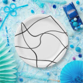 紙皿"抽象芸術"は-白黒を並べます ペーパープレート (パーティー)