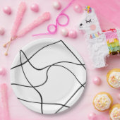 紙皿"抽象芸術"は-白黒を並べます ペーパープレート (パーティー)