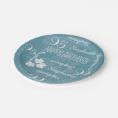 紙皿、第95誕生会の青の花柄 ペーパープレート (アングル)