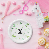 紙皿-緑の乱雑な手紙 ペーパープレート (パーティー)