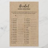 紙素朴ブライダルシャワーワードスクランブルゲーム (正面)
