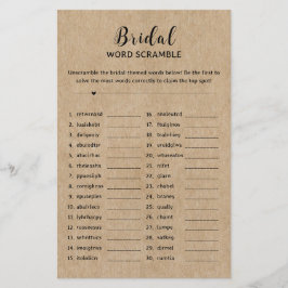 紙素朴ブライダルシャワーワードスクランブルゲーム