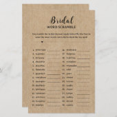 紙素朴ブライダルシャワーワードスクランブルゲーム (正面/裏面)