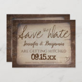 紙素朴ヴィンテージの国のハート日付の保存 案内ポストカード (正面/裏面)