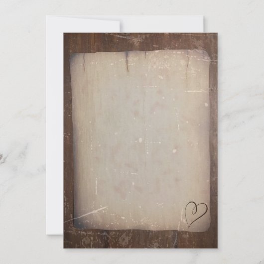 紙素朴ヴィンテージ国のハート結婚ズ 招待状 (裏面)