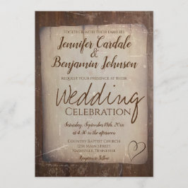 紙素朴ヴィンテージ国のハート結婚ズ 招待状