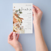 紙素朴秋花模様カボチャ結婚のメニュー チラシ (ハンドル)