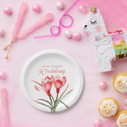 紙結婚プレートという，オレンジ色のクロッカアート ペーパープレート (パーティー)