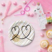 紙結婚プレートのエレガント金ゴールドとブラックハート ペーパープレート (パーティー)