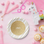 紙結婚プレートのエレガント金ゴールドと黒 ペーパープレート (パーティー)