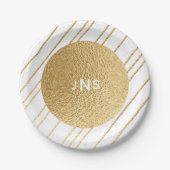 紙結婚プレートのエレガント金ゴールドと黒 ペーパープレート (正面)