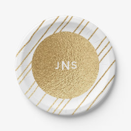 紙結婚プレートのエレガント金ゴールドと黒 ペーパープレート