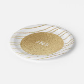 紙結婚プレートのエレガント金ゴールドと黒 ペーパープレート (アングル)