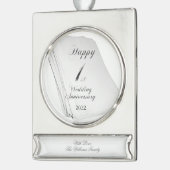 紙結婚幸せ1周年結婚を迎える シルバープレートバナーオーナメント (左)