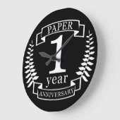 紙結婚1周年1年 ラージ壁時計 (傾斜)