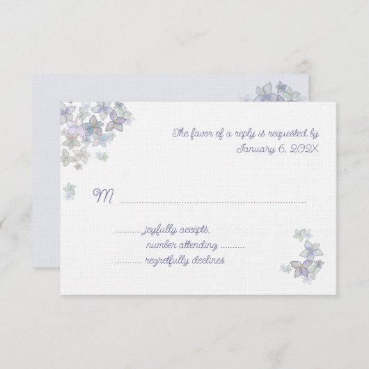 紙花びら3x5インチアートワーク返信カード 出欠カード (正面/裏面)