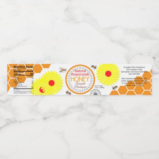 紙花自然ハニカムハチミツジャラベル ペットボトルラベル (シングルラベル)