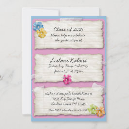 紙芸術的ハイビスカス卒業招待状 招待状