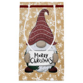 紙袋に描かれたクリスマスの小人のような スモールペーパーバッグ (正面)