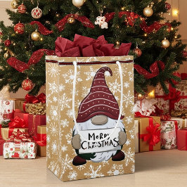 紙袋に描かれたクリスマスの小人のような スモールペーパーバッグ