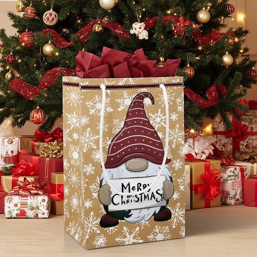 紙袋に描かれたクリスマスの小人のような スモールペーパーバッグ
