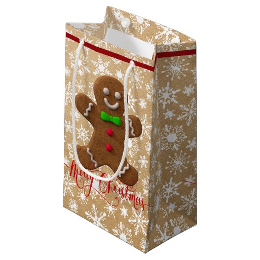 紙袋風のクリスマスのジンジャーブレッド スモールペーパーバッグ (正面アングル)
