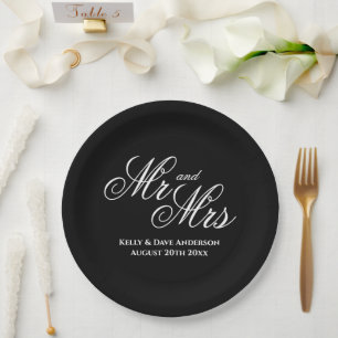 紙製のオールブラック高級結婚式パーティープレート ペーパープレート