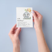 紙象男女兼用赤ちゃんシャワー招待状 チラシ (手)