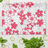 紙赤と白の花 キッチンタオル (折り畳み)