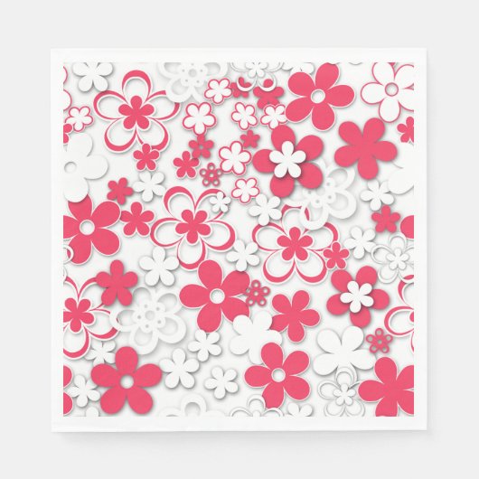 紙赤と白の花 スタンダードランチョンナプキン (正面)