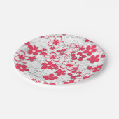 紙赤と白の花 ペーパープレート (アングル)