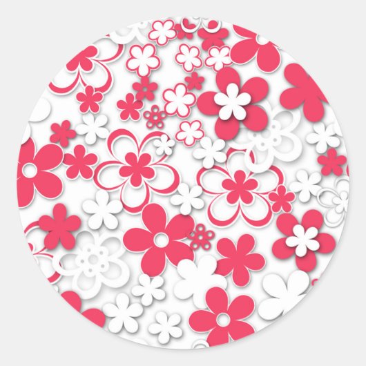 紙赤と白の花 ラウンドシール (正面)