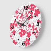 紙赤と白の花 ラージ壁時計 (傾斜)